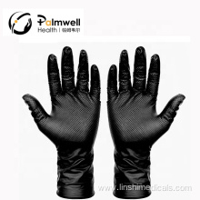 Diamond Textured orange Black Latex Free Thickness Disposable Nitrile Gloves heavy duty powder free for farmer/workers